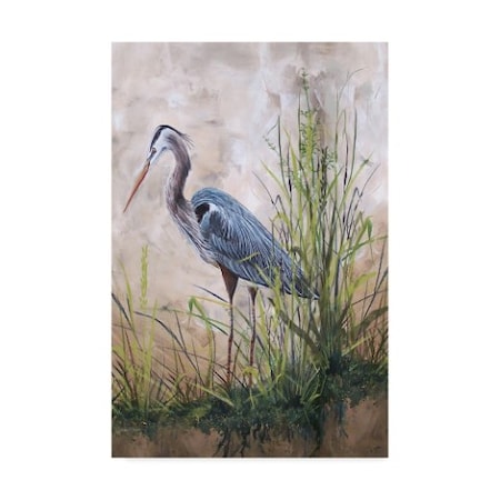 Jean Plout 'In The Reeds Blue Heron' Canvas Art,12x19